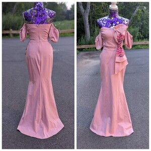 Barbie Pink One of a Kind Handmade Pink Mermaid Off Shoulder Gown Dress Prom